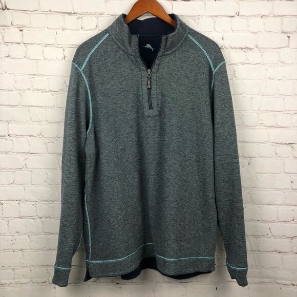 Tommy Bahama Blue Gray Reversible Sweater Men's Sz XL - Picture 11 of 12